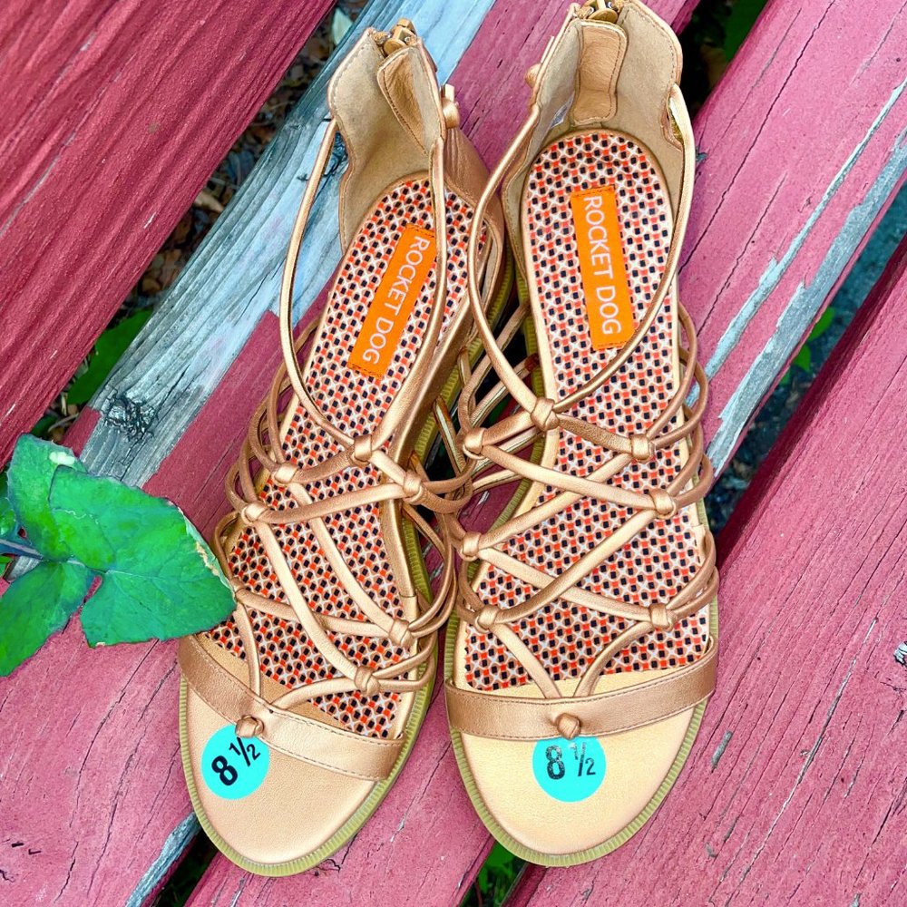 Rocket Dog Gold Copper Gladiator Knot Detail Flat